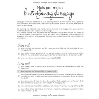 Rétroplanning mariage - À imprimer - Préparation mariage