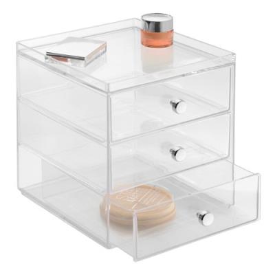 Interdesign 36260eu clarity organiseur 3 tiroirs empilables transparent 16,5 x 18 x 18 cm