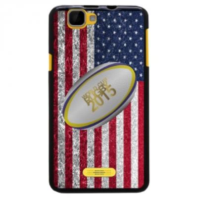 Coque Souple en gel pour Wiko Rainbow avec impression ballon de rugby et drapeau des États-Unis