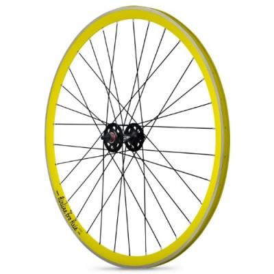 Rodi roue avant fixie jante et moyeu jaune noir