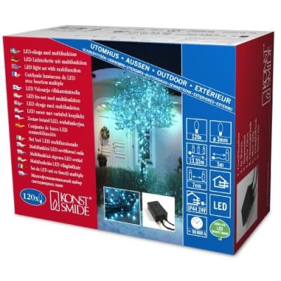KONSTSMIDE 3631-440 GUIRLANDE 120 MICRO LED BLEU CLAIRES + CLIGNOTANTE + CÂBLE NOIR 24 V