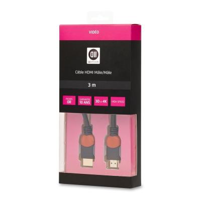 C&acirc;ble HDMI m&acirc;le/m&acirc;le D2 Diffusion - 3m