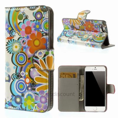 Housse etui coque pochette portefeuille PU cuir pour Apple iPhone 6 (4.7 pouces) + film ecran - FLEURS C