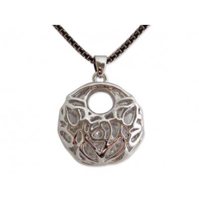 Collier moderne noir et or avec pendentif argenté et cristaux bijou fantaisie pas cher pendentif