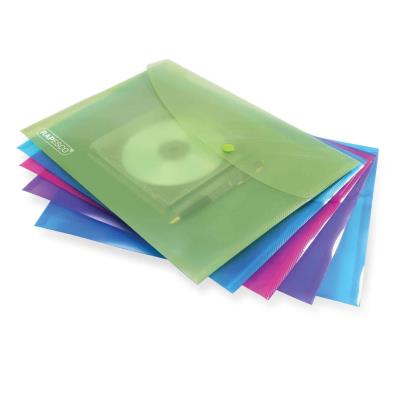 Pqt de 5 Pochettes CD/DVD à Pression A4+ Couleurs Vives Transparentes