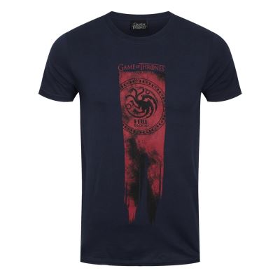 Game of Thrones T-Shirt Targaryen Flag - Fire & Blood Homme Bleu - Taille XL