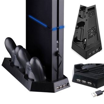 elegantstunning Support Vertical avec Ventilateur de Refroidissement et Deux contrôleurs Station de Recharge pour PS4/PS4 Fin/PS4 Pro