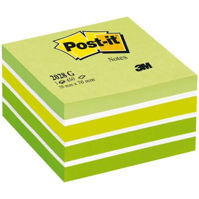 3m - Bloc Cube Post It 76x76 Aquarelle Vert - Bloc De 450f