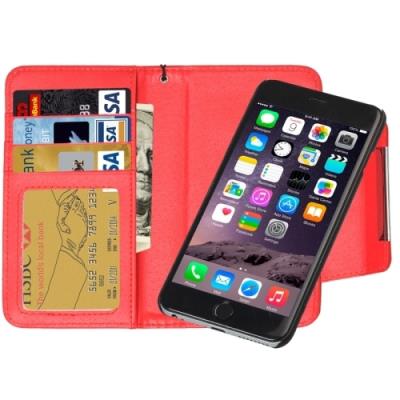Iphone 6 Plus Coque Housse Cuir PU Noir 2 en 1 Rouge