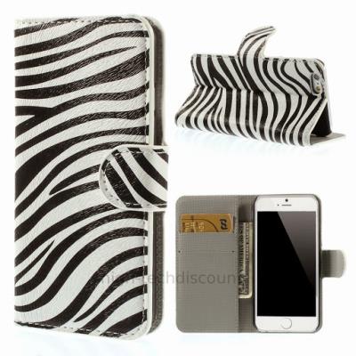 Housse etui coque pochette portefeuille PU cuir pour Apple iPhone 6 (4.7 pouces) + film ecran - ZEBRE