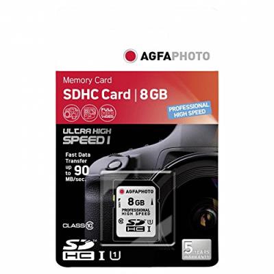 Agfaphoto sdhc carte uhs i 8go gb professional highclass 10