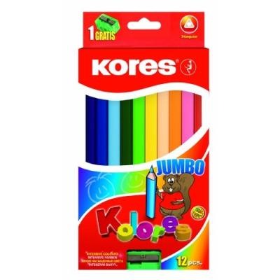 Kores crayons de couleur jumbo, tui de 12, en carton bb93512