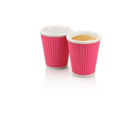 Les artistes-paris a-0635 set de 2 gobelets porcelaine silicone ondulés rose 18 cl