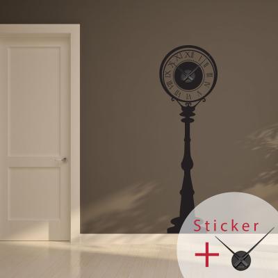 Pick and Stick Clock Sticker Mural horloge lampadaire - 110 X 55 cm, Noir