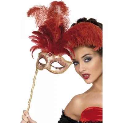 Masque fantaisie baroque rouge