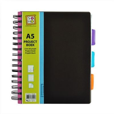 Cahier de projet SOHO A5 noir 3 tablettes 200 feuilles