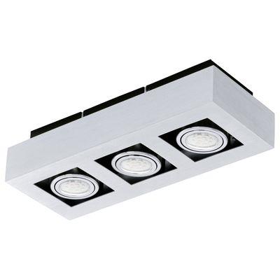 Plafonnier Loke 1 aluminium, chrome, noir 3x5w - EGLO LIGHTING - 91354