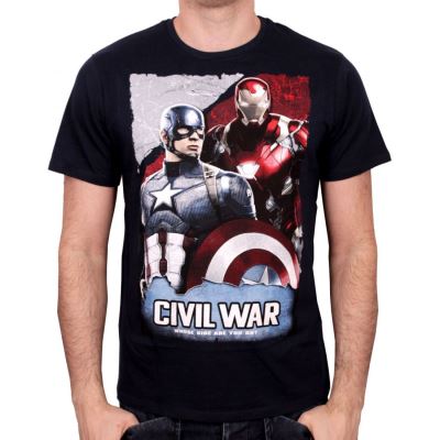 Tshirt Marvel - Civil War - Whose Side Are You On - Navy - XL