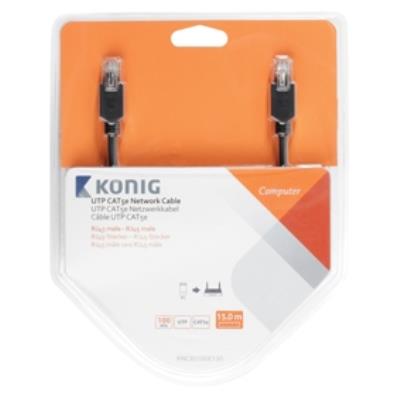 Câble réseau utp cat5e, rj45 mâle vers mâle, 15m, gris könig knc85100e150
