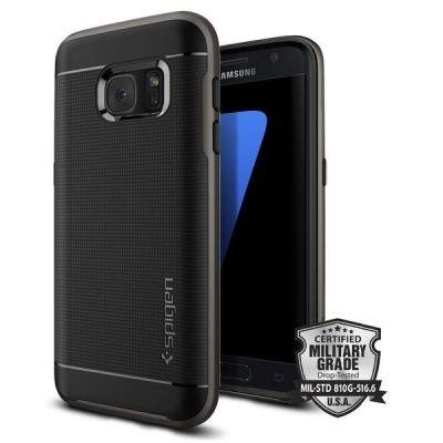 Spigen Neo Hybrid Series - Achterzijde behuizing voor mobiele telefoon - polycarbonaat, thermoplastic polyurethaan (TPU) - staalgrijs - voor Samsung Galaxy S7