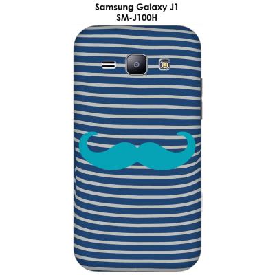 Coque Samsung Galaxy J1 - SM-J100H Marinière Moustache - 5 Scuba Blue