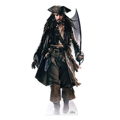Silhouette en carton prédécoupée géante jack sparrow ''pirates des caraibes'' - taille unique