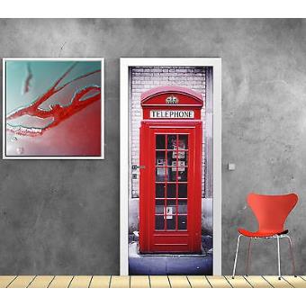 Stickers pour porte trompe l'oeil déco Cabine Anglaise réf 769 Dimensions - 63x204cm - 1