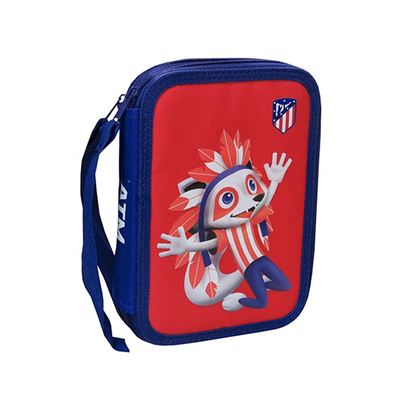 ATLETICO DE MADRID Porte crayons de 2 compartiments avec materiel scolaire