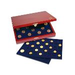 Coffret en bois pour 79 monnaies de diamètres différents