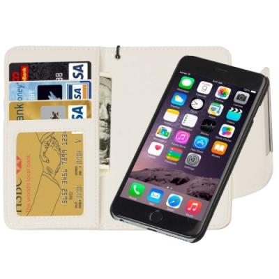 Iphone 6 Plus Coque Housse Cuir PU Noir 2 en 1 Blanc