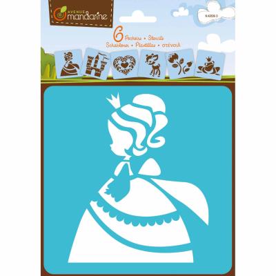 Set de 6 Pochoirs : Princesses Avenue Mandarine