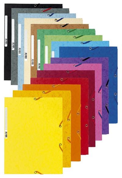 Chemise Exacompta - Chemise à élastiques 3 rabats + Etiquette 24x32cm Tilleul