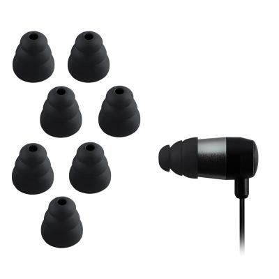 Xcessor Triple Flange Écouteurs Coniques de Remplacement En Silicone 4 Paires. MOYENNE. Noir