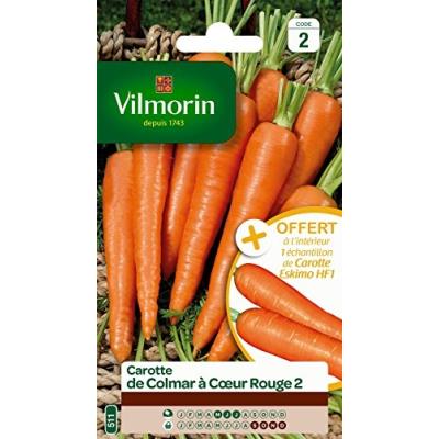Vilmorin 3175742 Pack De Graines Carotte De Colmar À Coeur Rouge 2 + Echantillon Carotte Eskimo