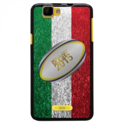 Coque Souple en gel pour Wiko Rainbow avec impression ballon de rugby et drapeau de l'Italie