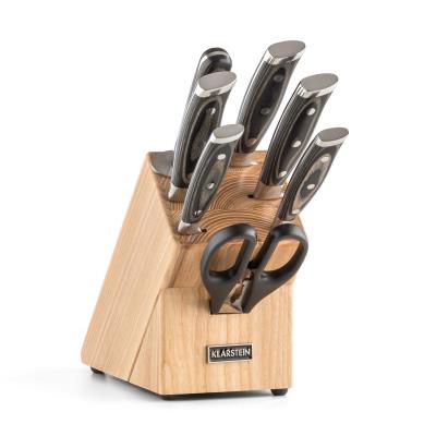 Klarstein Katana 8 Set de couteaux 8 Pièces - Ciseaux Bloc de rangement en bois
