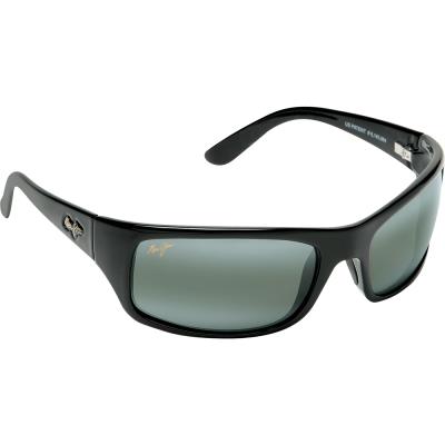 Maui jim peahi noir brillant gris neutre polar+ - large-extra large