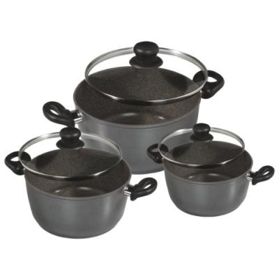 WARIMEX 6932 SET DE RÉCIPIENTS DE CUISSON EN ALUMINIUM STONELINE 6 PIÈCES COMPRENANT CASSEROLE, FAIT-TOUT ET POÊLE À FRIRE QUI N