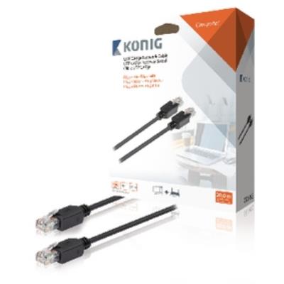 Câble réseau utp cat5e, rj45 mâle vers mâle, 20m, gris könig knc85100e200