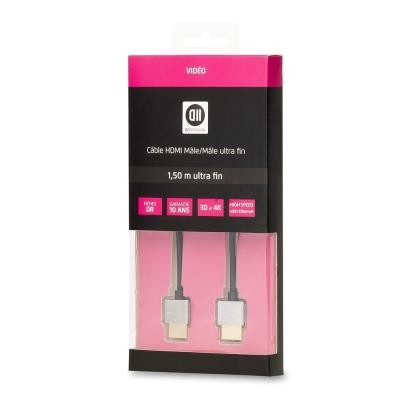 Câble HDMI mâle/mâle ultra fin 1,5m D2 Diffusion