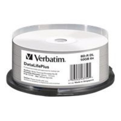 Verbatim DataLifePlus - 25 x BD-R - 50 Go 6x - blanc - surface imprimable thermique large - spindle