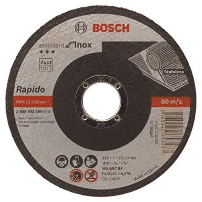 Bosch Bosh 2608603169 Disque à Tronçonner à Moyeu Plat Standard For Inox Rapido Wa 60 T Bf 115 Mm 22,23 Mm 1,0 Mm
