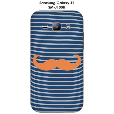 Coque Samsung Galaxy J1 - SM-J100H Marinière Moustache - 5 Tangerine
