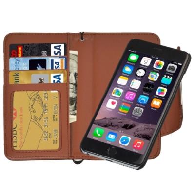 Iphone 6 Plus Coque Housse Cuir PU Noir 2 en 1 Marron