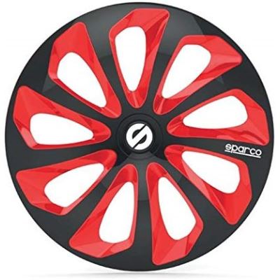SPARCO SPC1673BKRD Enjoliveur Sicilia, Noir/Rouge, Set de 4, 16