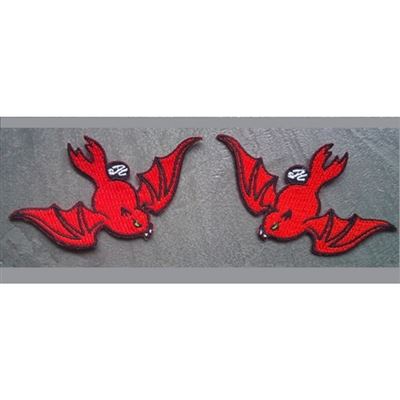 2 patch chauve souris rouge ecusson rockebilly veste pin up