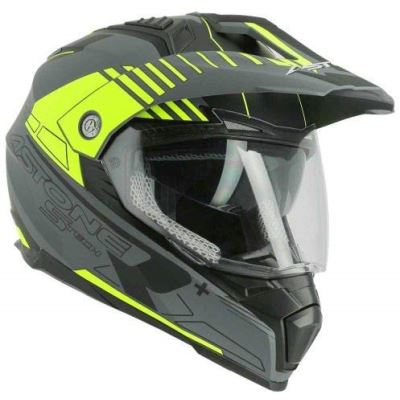 Astone Helmets - Casque de moto crossmax S-Tech - Casque intégral 3 en 1 - Casque moto homologué en polycarbonate - matt grey yellow L