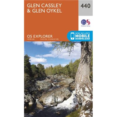 Ordnance Survey OS Map of Glen Cassley & Oykel: Explorer 440 - Standard - 2 1/2 Inch To 1 Mile 1:25 000 Scale