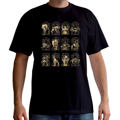 ABYstyle - Saint Seiya - T-Shirt - 12 Armures d'or - Noir - Homme (M)