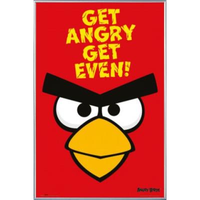 Poster Encadré: Angry Birds - Get Angry Get Even! (91x61 cm), Cadre Plastique, Argent